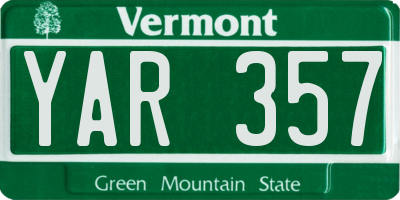 VT license plate YAR357