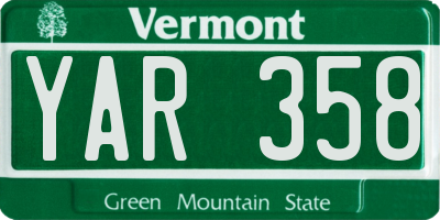 VT license plate YAR358