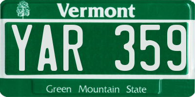 VT license plate YAR359