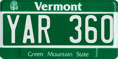 VT license plate YAR360