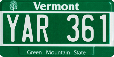 VT license plate YAR361