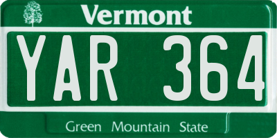 VT license plate YAR364