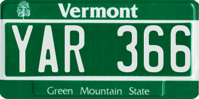 VT license plate YAR366