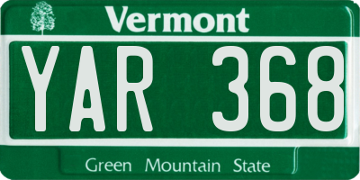 VT license plate YAR368