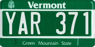 VT license plate YAR371