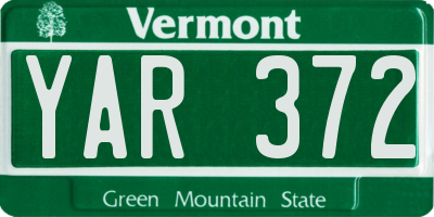VT license plate YAR372