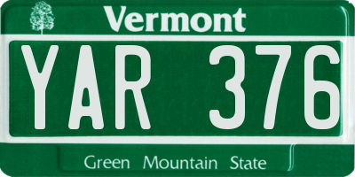 VT license plate YAR376