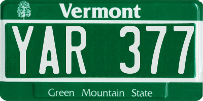 VT license plate YAR377