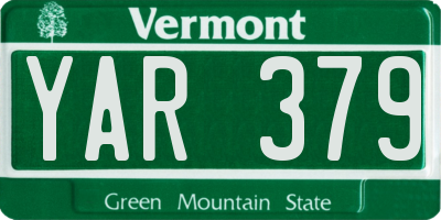 VT license plate YAR379