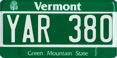 VT license plate YAR380