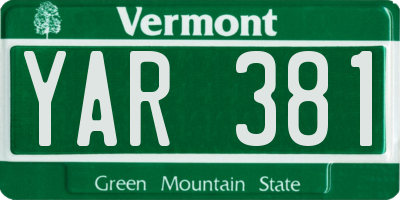 VT license plate YAR381