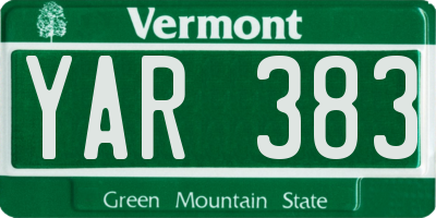 VT license plate YAR383