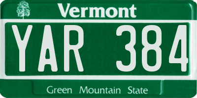 VT license plate YAR384