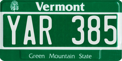 VT license plate YAR385
