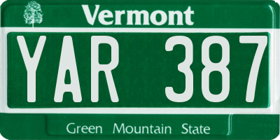 VT license plate YAR387