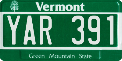 VT license plate YAR391
