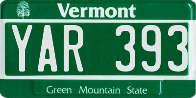 VT license plate YAR393