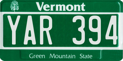 VT license plate YAR394