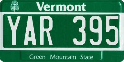 VT license plate YAR395