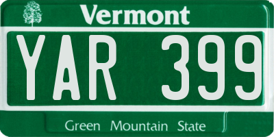 VT license plate YAR399