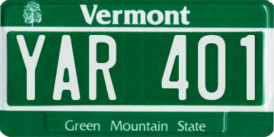 VT license plate YAR401