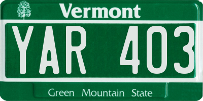 VT license plate YAR403