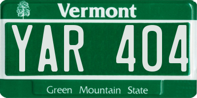 VT license plate YAR404