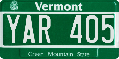 VT license plate YAR405