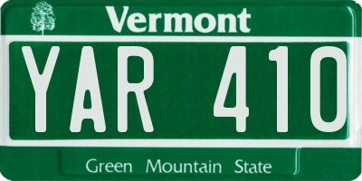 VT license plate YAR410