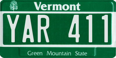 VT license plate YAR411