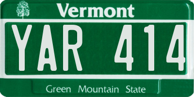 VT license plate YAR414