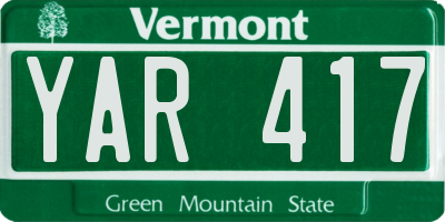 VT license plate YAR417