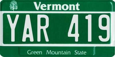 VT license plate YAR419