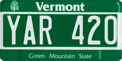 VT license plate YAR420