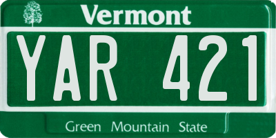 VT license plate YAR421