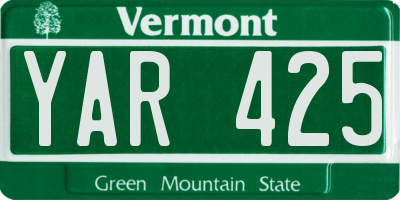 VT license plate YAR425