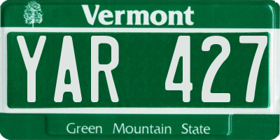 VT license plate YAR427