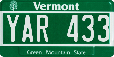 VT license plate YAR433