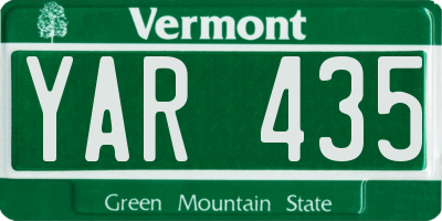 VT license plate YAR435