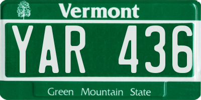 VT license plate YAR436