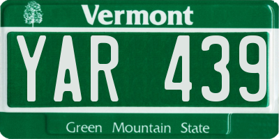 VT license plate YAR439