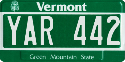 VT license plate YAR442
