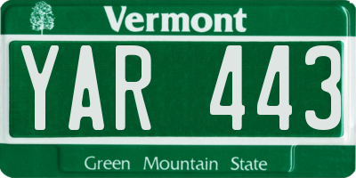 VT license plate YAR443
