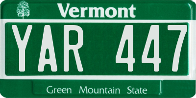 VT license plate YAR447
