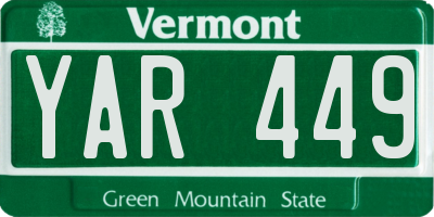 VT license plate YAR449