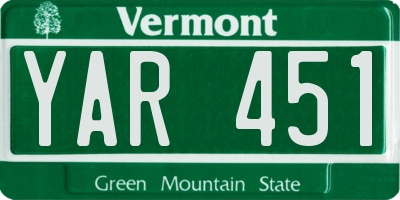 VT license plate YAR451