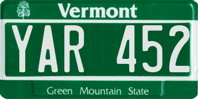 VT license plate YAR452
