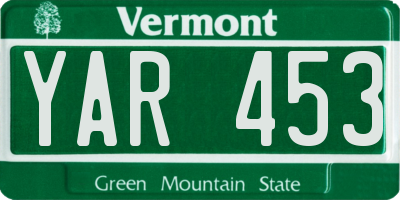 VT license plate YAR453