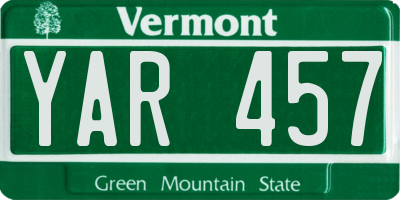 VT license plate YAR457