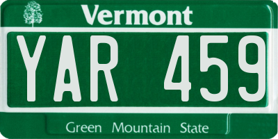 VT license plate YAR459